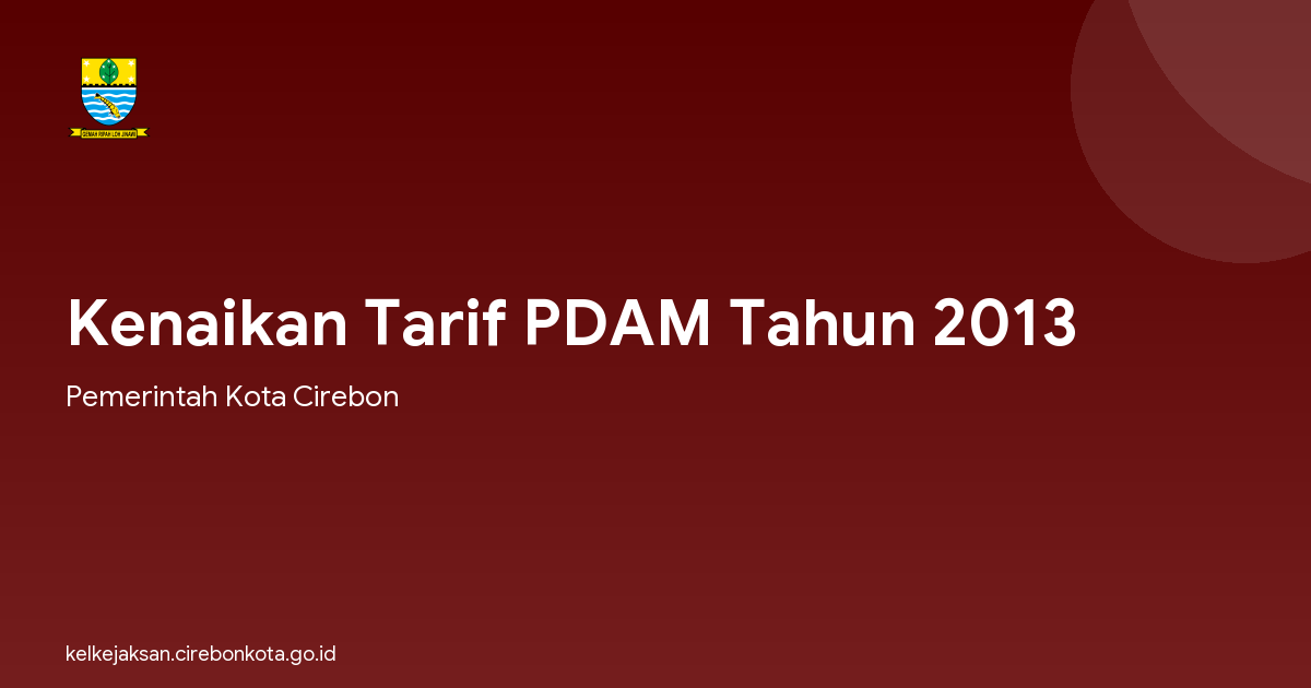 Kenaikan Tarif PDAM Tahun 2013